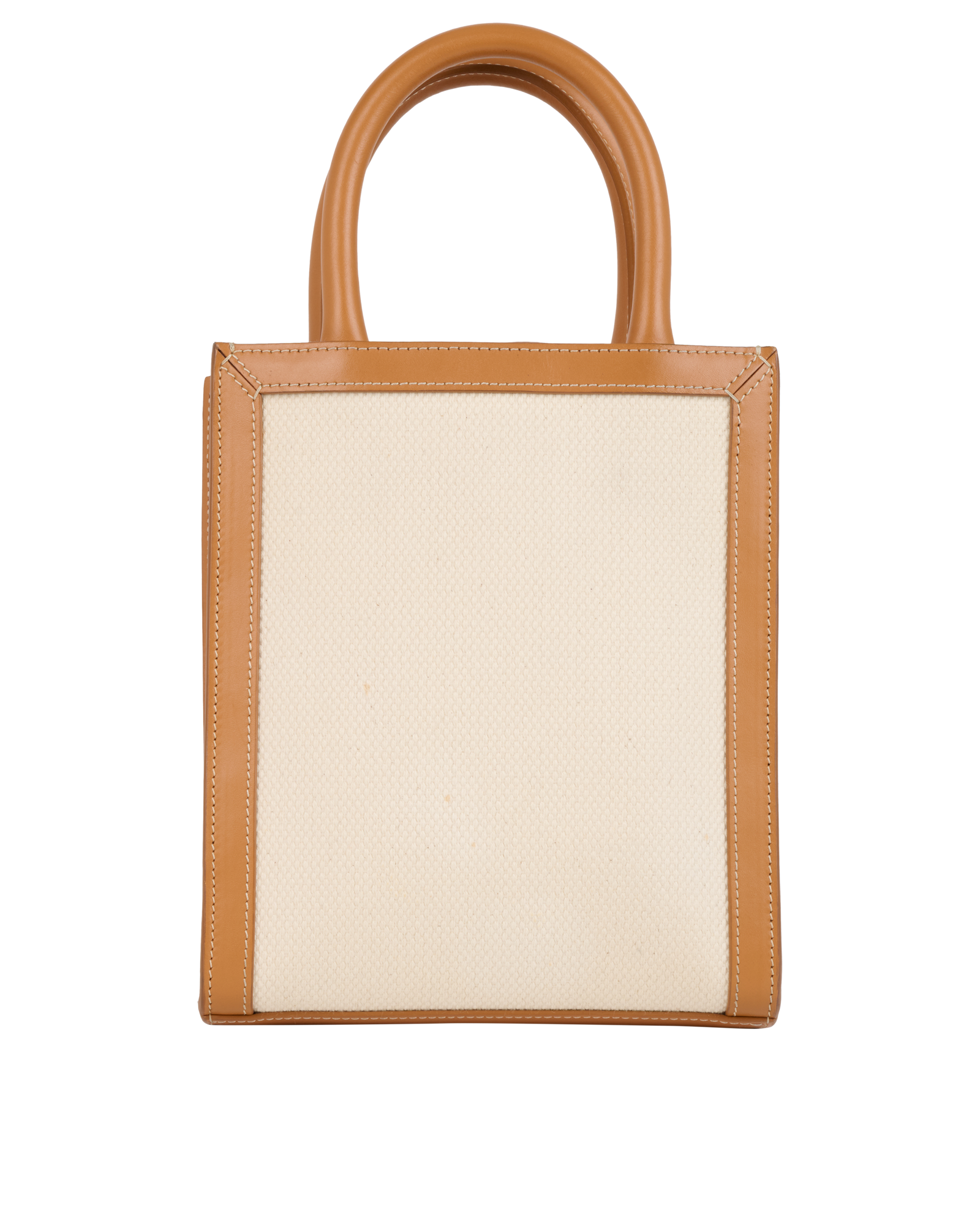 Mini Vertical Cabas, &pound;650, Handbags, Brown/Cream, Canvas, Back view